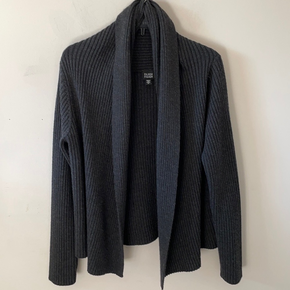 Eileen Fisher Open Front Wool Cardigan - Size M
